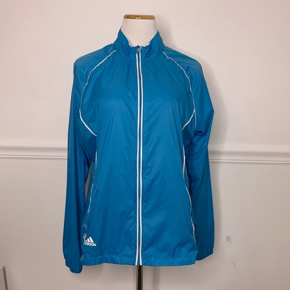 adidas Jackets & Blazers - ADIDAS Climaproof Golf Jacket Windbreaker Packable Rain Full Zip Womens L EUC